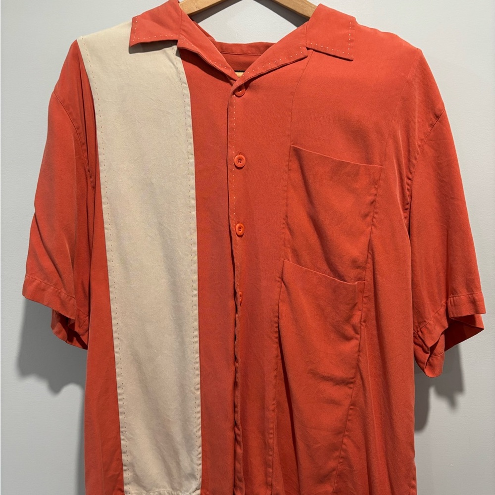 Nat Nast Red and Cream Casual Button Down Shirt
